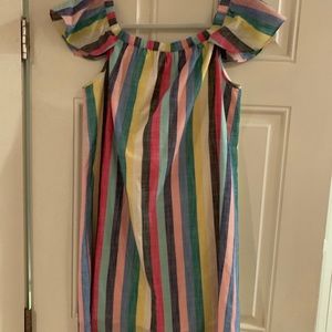 J Crew striped off shoulder dress